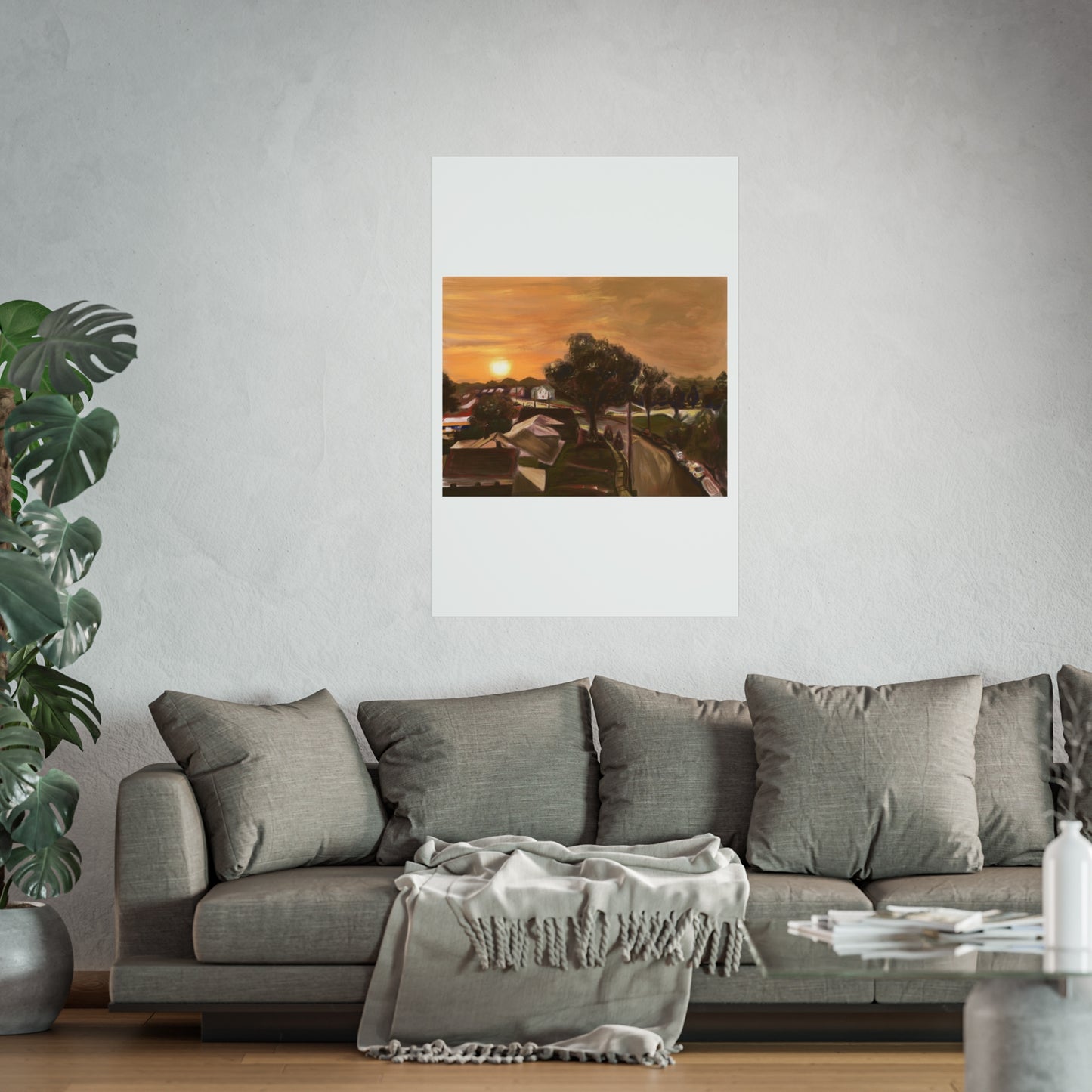 Serene Sunset Fine Art Poster, Nature Wall Art, Home Decor, Gift for Art Lovers, Minimalist Print, Soothing Landscape Art