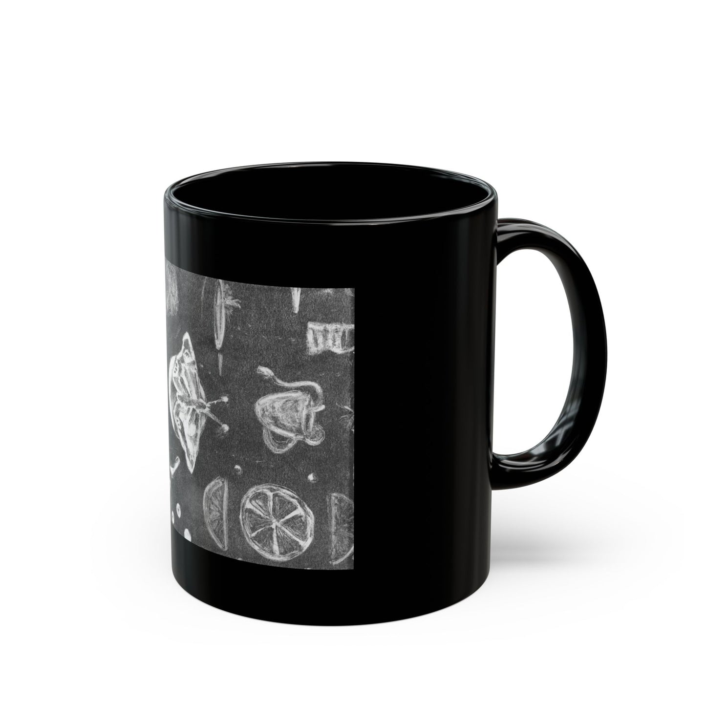 “In Orbit” Black Mug - Unique Celestial Design, Perfect Gift for Cat Lovers, Coffee Tea Mug, Space Art Decor, Astronaut Cat