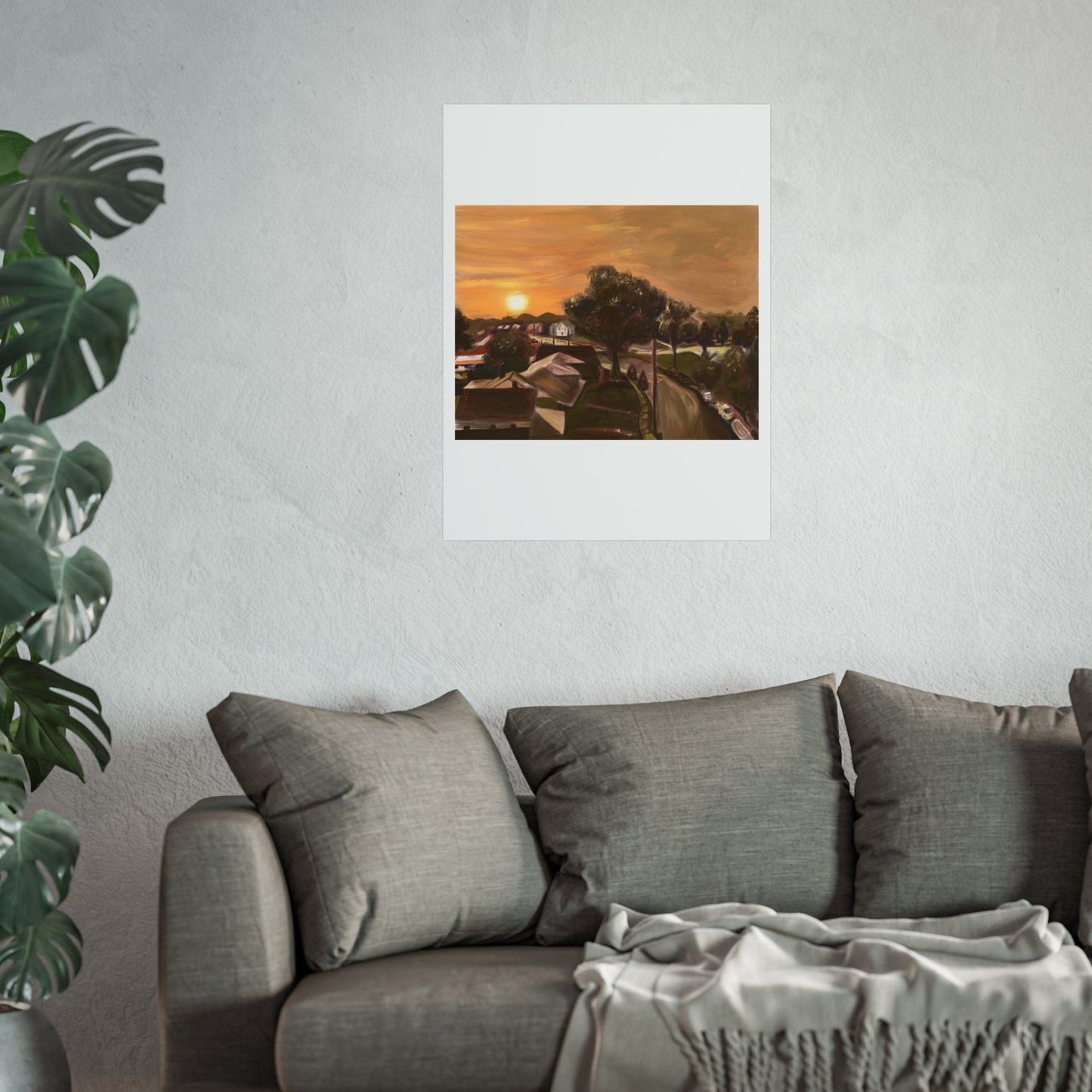 Serene Sunset Fine Art Poster, Nature Wall Art, Home Decor, Gift for Art Lovers, Minimalist Print, Soothing Landscape Art