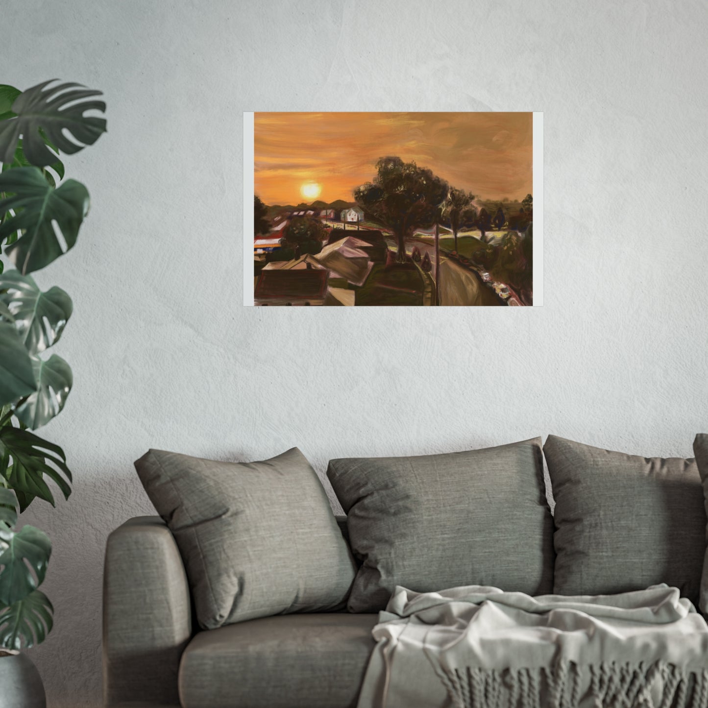 Serene Sunset Fine Art Poster, Nature Wall Art, Home Decor, Gift for Art Lovers, Minimalist Print, Soothing Landscape Art