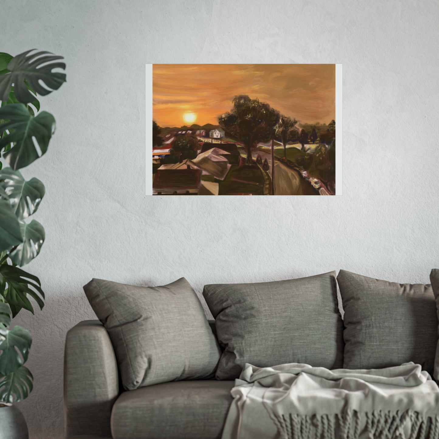 Serene Sunset Fine Art Poster, Nature Wall Art, Home Decor, Gift for Art Lovers, Minimalist Print, Soothing Landscape Art