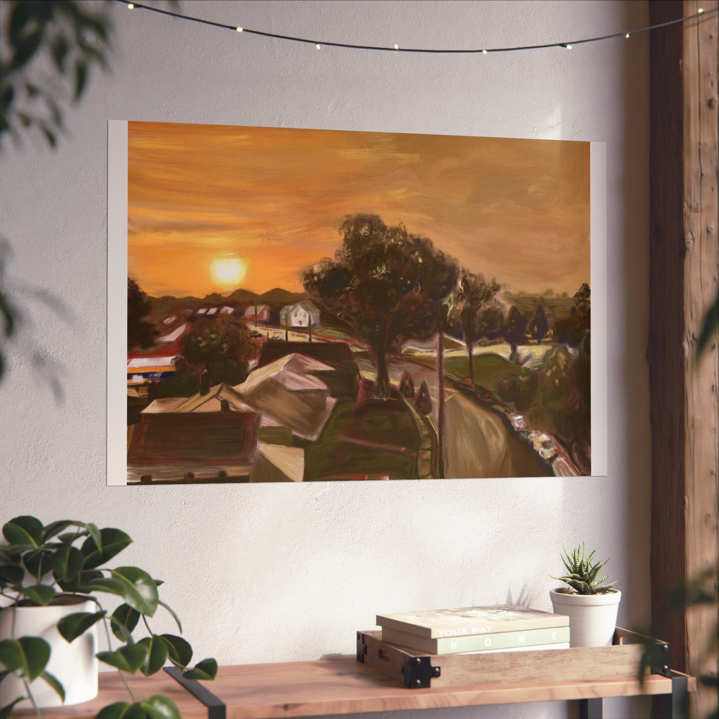 Serene Sunset Fine Art Poster, Nature Wall Art, Home Decor, Gift for Art Lovers, Minimalist Print, Soothing Landscape Art