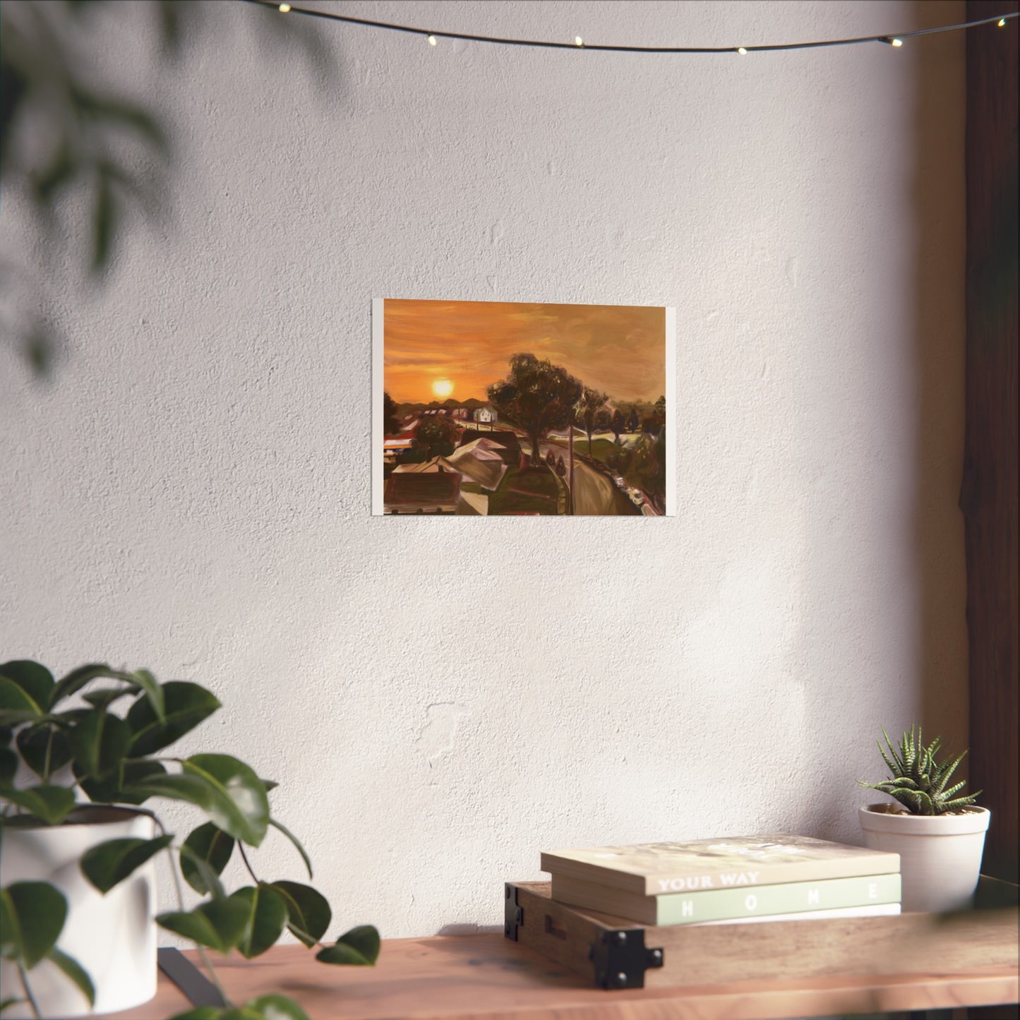 Serene Sunset Fine Art Poster, Nature Wall Art, Home Decor, Gift for Art Lovers, Minimalist Print, Soothing Landscape Art