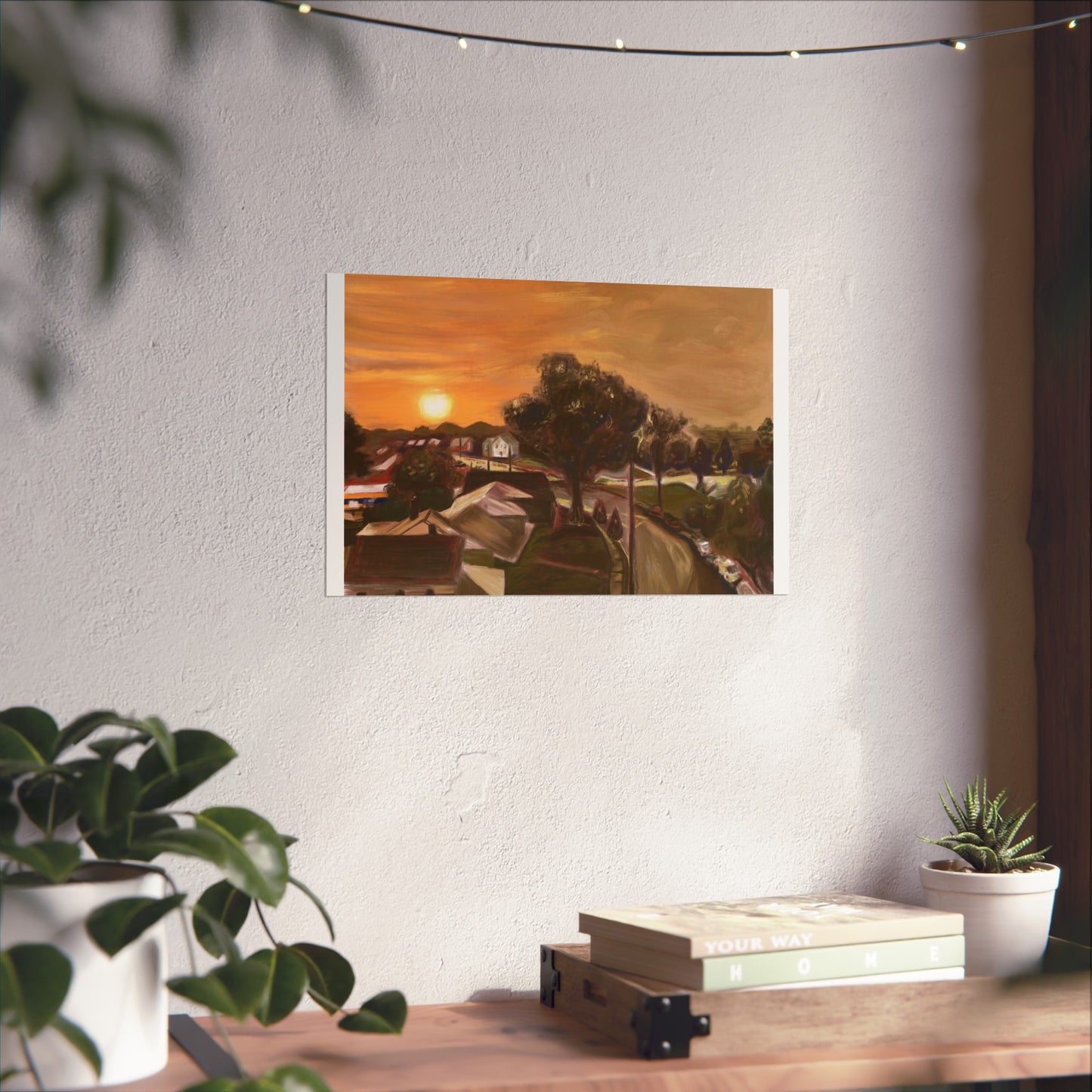 Serene Sunset Fine Art Poster, Nature Wall Art, Home Decor, Gift for Art Lovers, Minimalist Print, Soothing Landscape Art