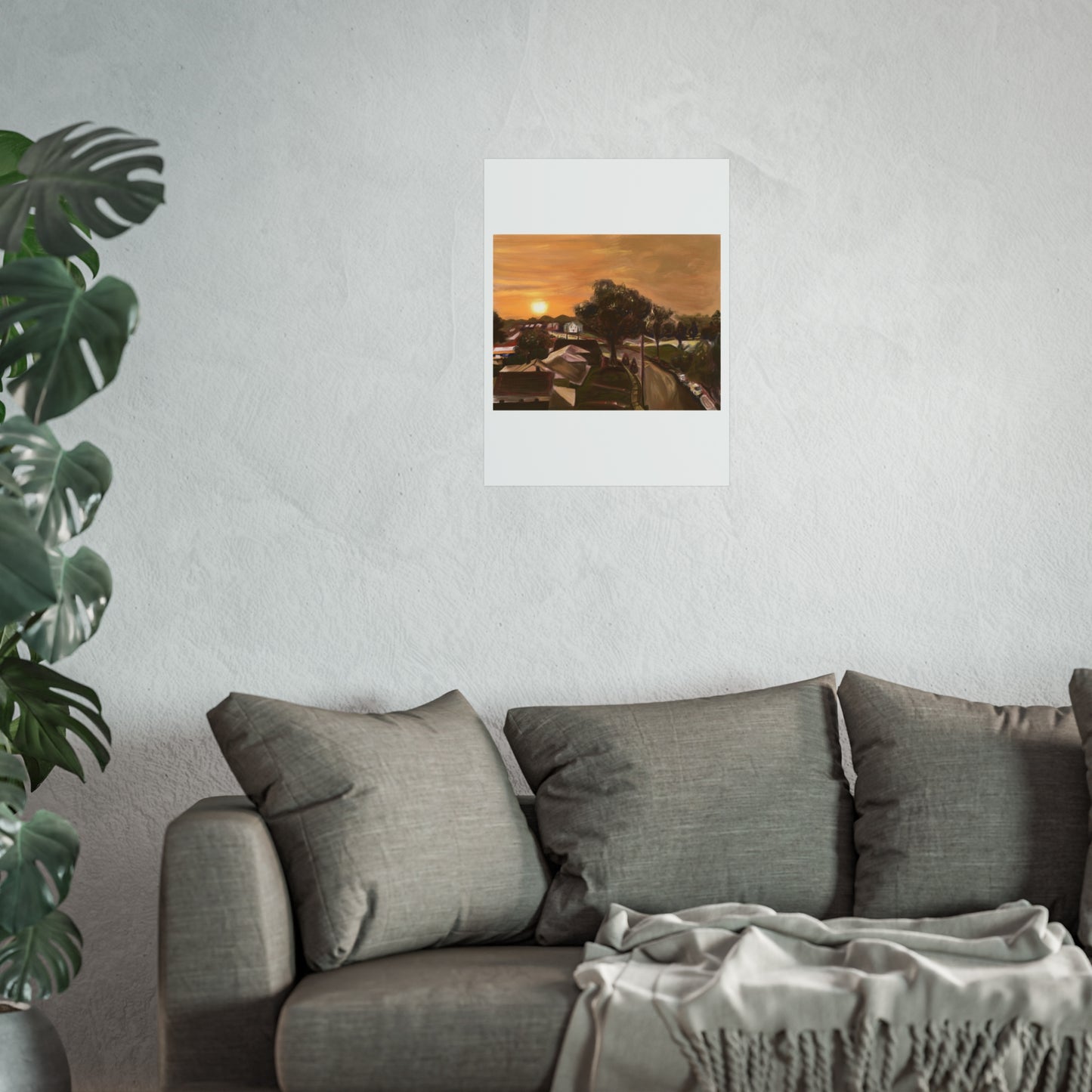 Serene Sunset Fine Art Poster, Nature Wall Art, Home Decor, Gift for Art Lovers, Minimalist Print, Soothing Landscape Art
