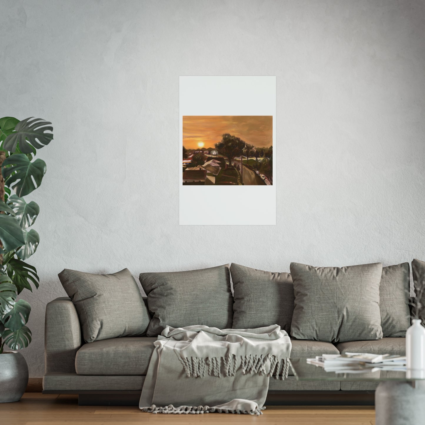 Serene Sunset Fine Art Poster, Nature Wall Art, Home Decor, Gift for Art Lovers, Minimalist Print, Soothing Landscape Art