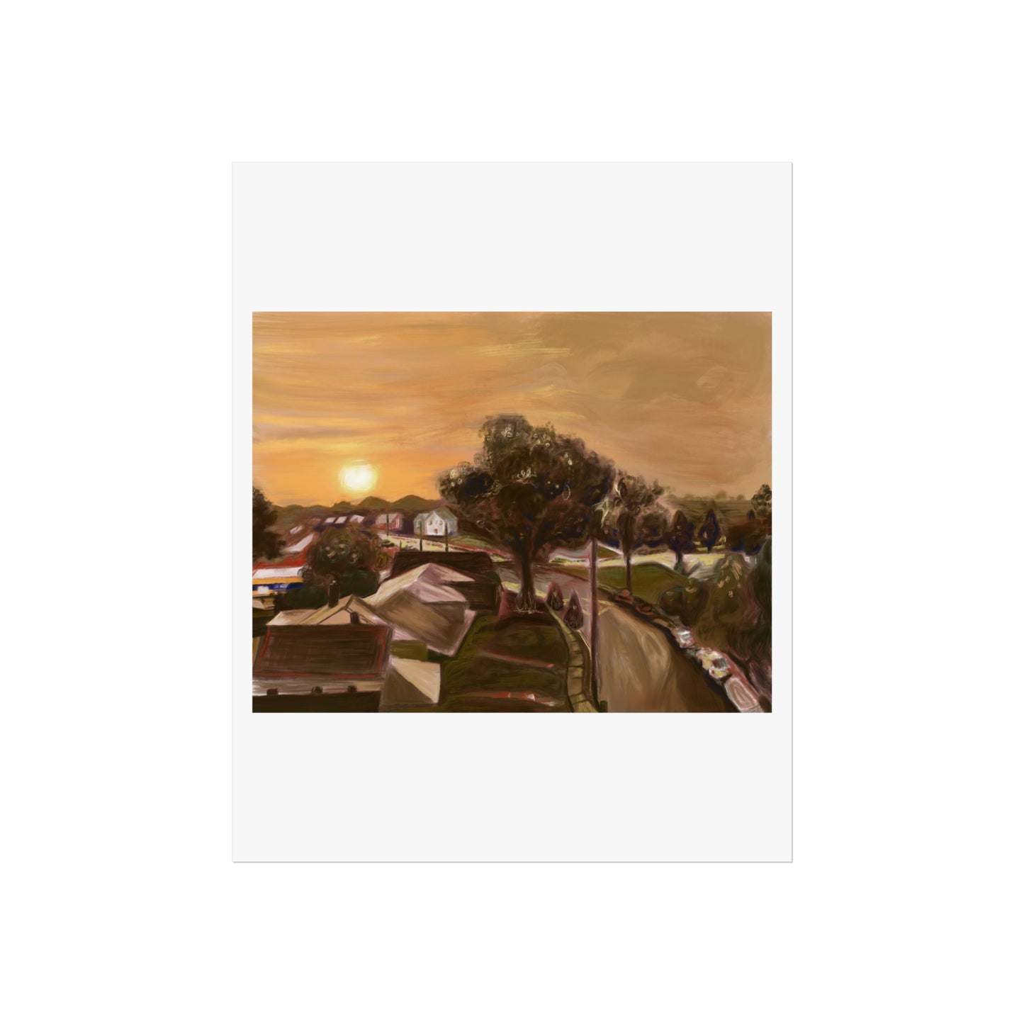 Serene Sunset Fine Art Poster, Nature Wall Art, Home Decor, Gift for Art Lovers, Minimalist Print, Soothing Landscape Art