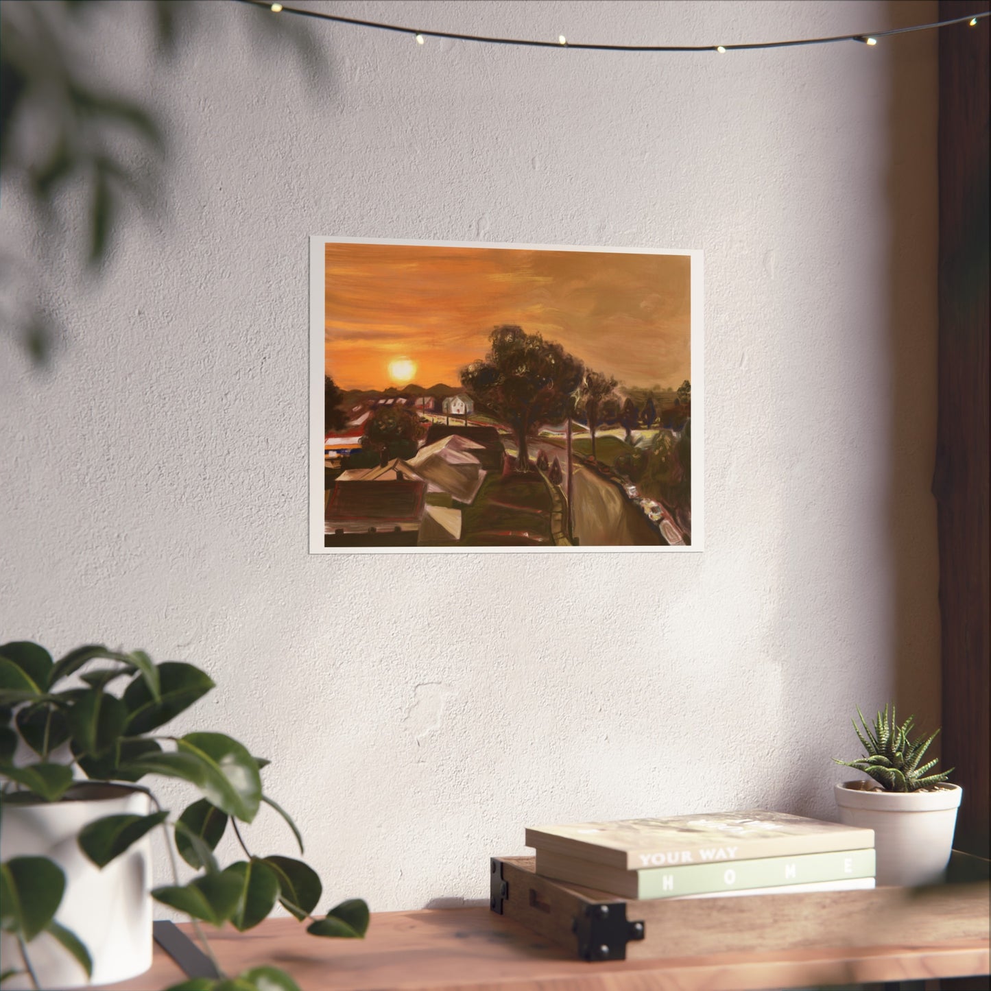 Serene Sunset Fine Art Poster, Nature Wall Art, Home Decor, Gift for Art Lovers, Minimalist Print, Soothing Landscape Art