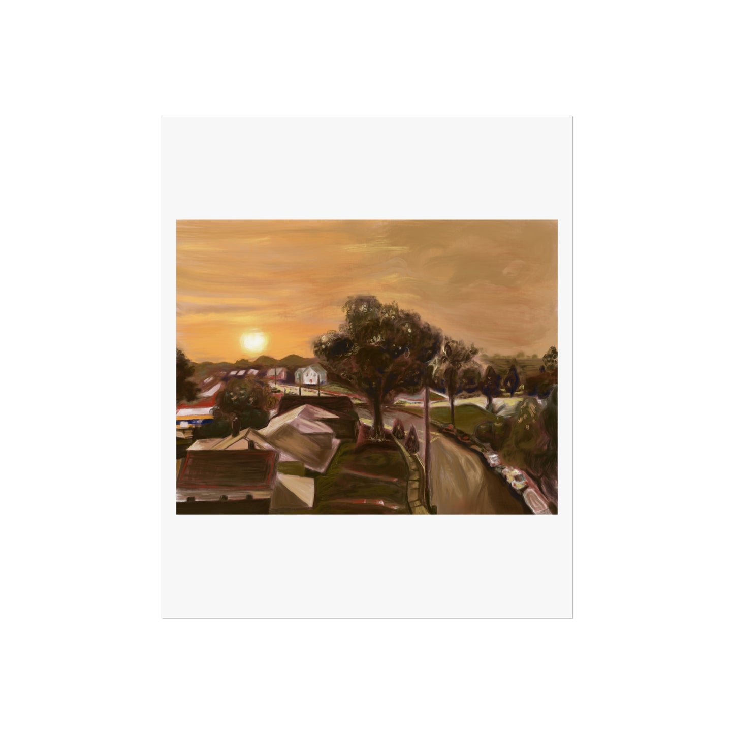 Serene Sunset Fine Art Poster, Nature Wall Art, Home Decor, Gift for Art Lovers, Minimalist Print, Soothing Landscape Art