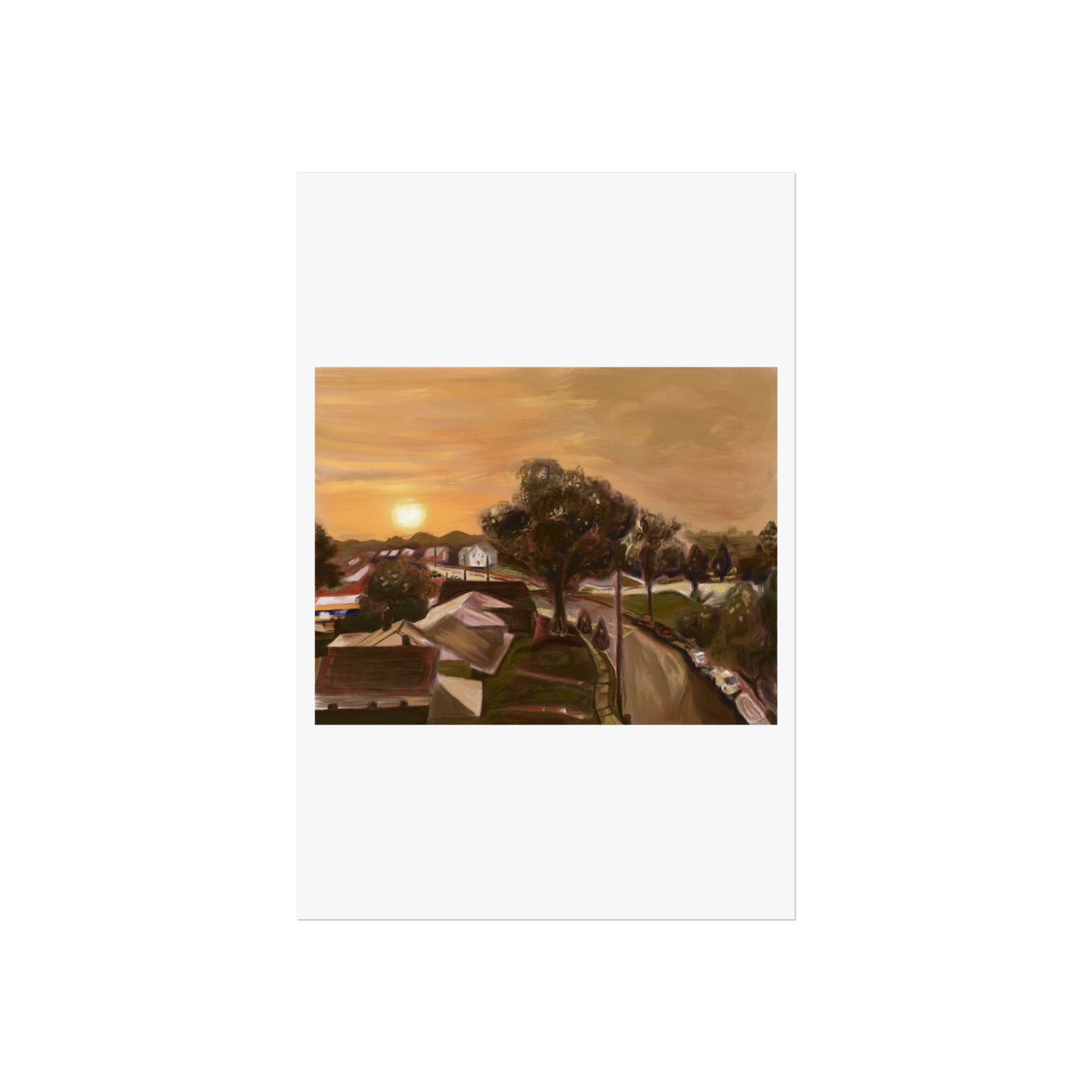 Serene Sunset Fine Art Poster, Nature Wall Art, Home Decor, Gift for Art Lovers, Minimalist Print, Soothing Landscape Art