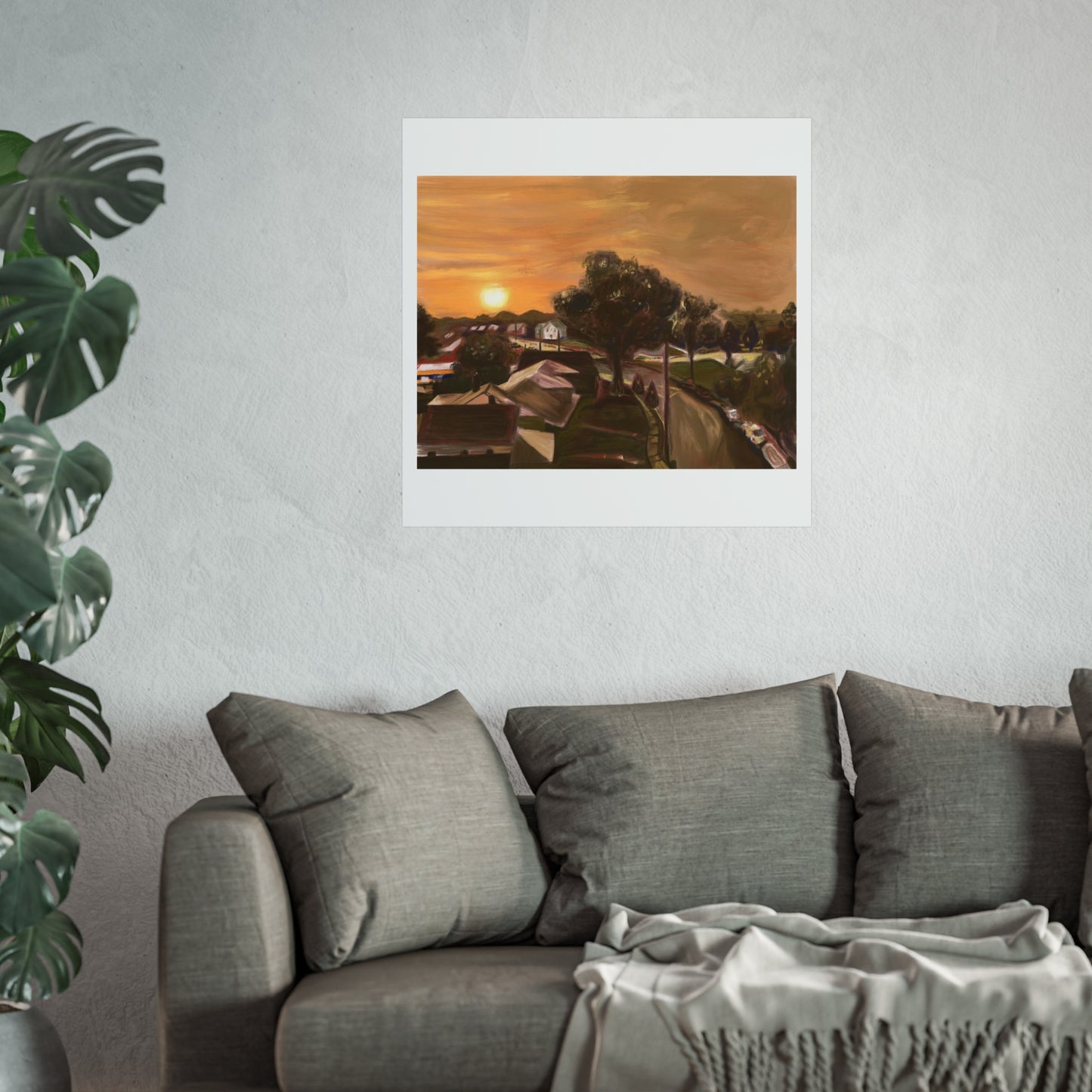 Serene Sunset Fine Art Poster, Nature Wall Art, Home Decor, Gift for Art Lovers, Minimalist Print, Soothing Landscape Art