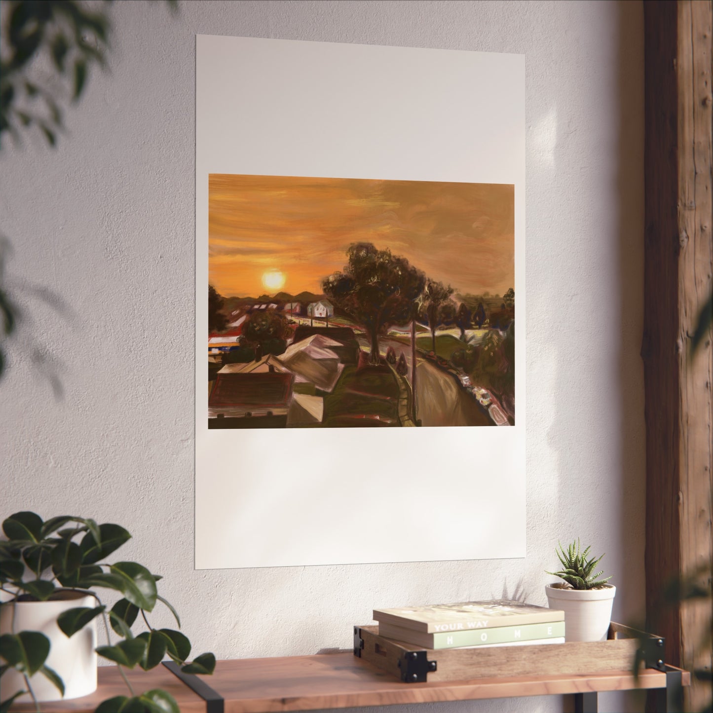 Serene Sunset Fine Art Poster, Nature Wall Art, Home Decor, Gift for Art Lovers, Minimalist Print, Soothing Landscape Art