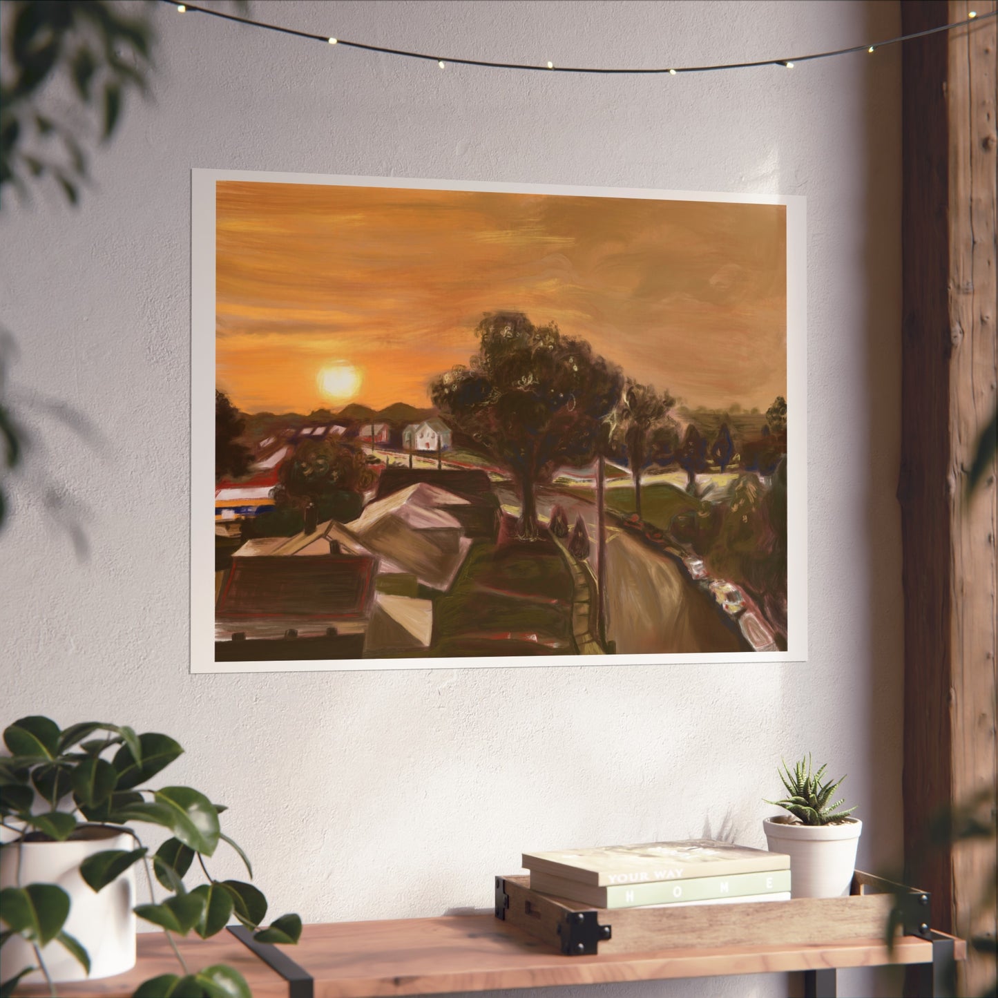 Serene Sunset Fine Art Poster, Nature Wall Art, Home Decor, Gift for Art Lovers, Minimalist Print, Soothing Landscape Art