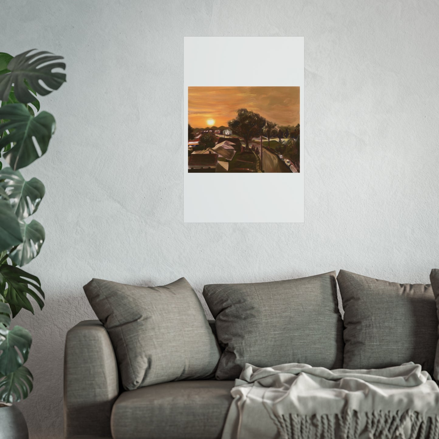Serene Sunset Fine Art Poster, Nature Wall Art, Home Decor, Gift for Art Lovers, Minimalist Print, Soothing Landscape Art