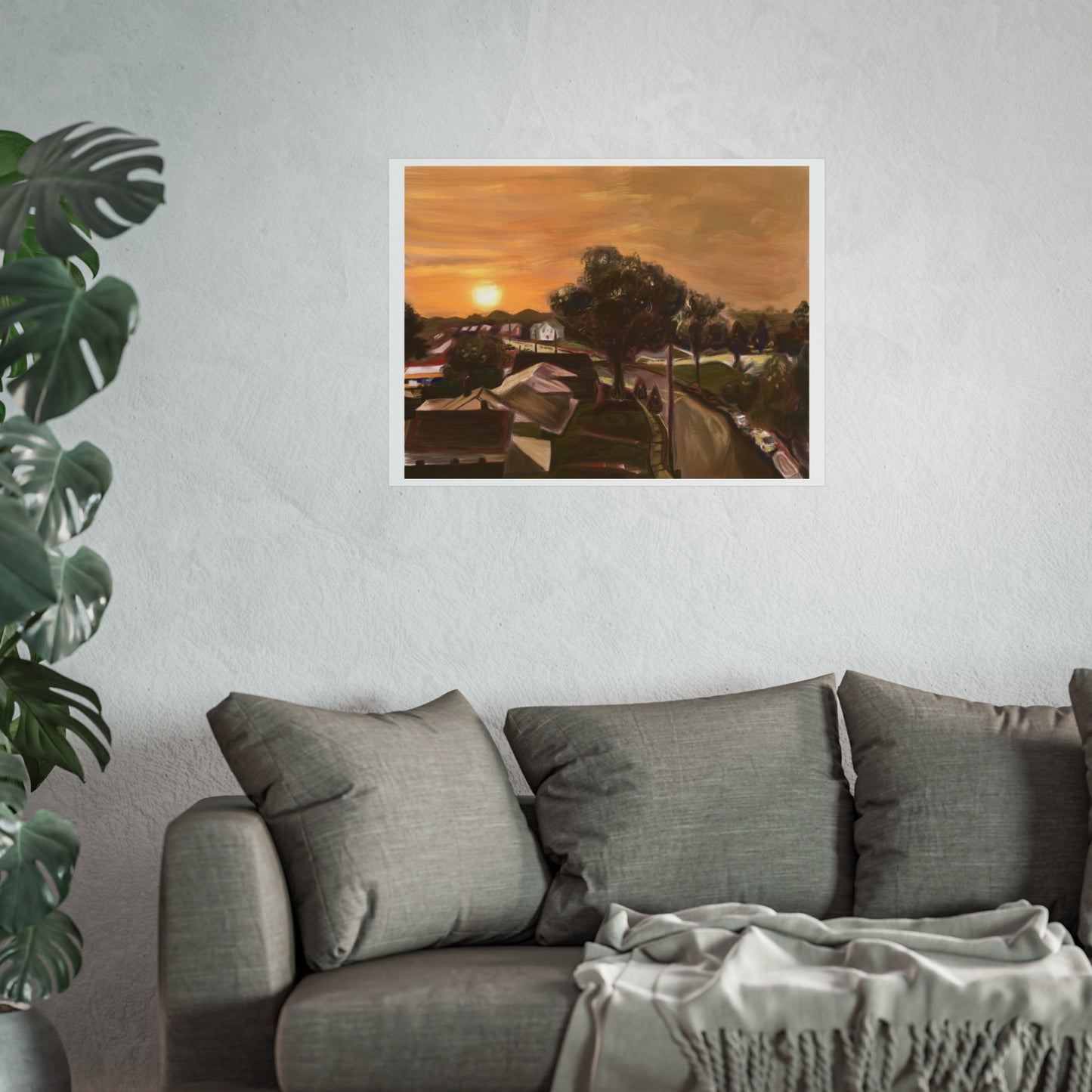 Serene Sunset Fine Art Poster, Nature Wall Art, Home Decor, Gift for Art Lovers, Minimalist Print, Soothing Landscape Art