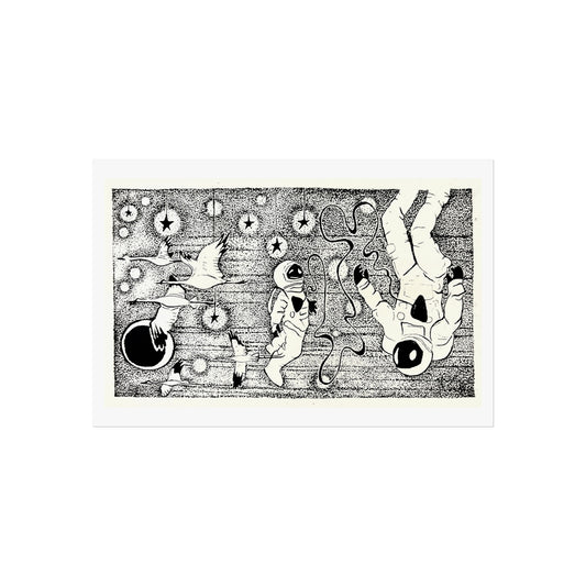 “In Orbit” Fine Art Poster, Outer Space Wall Art, Modern Home Decor, Gift for Astronaut Lovers, Black and White Art Print