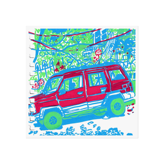 “Cherokee Lane” Fine Art Print, Colorful Home Decor, Unique Housewarming Gift, Retro Car Fine Art, Modern Art for Living Room