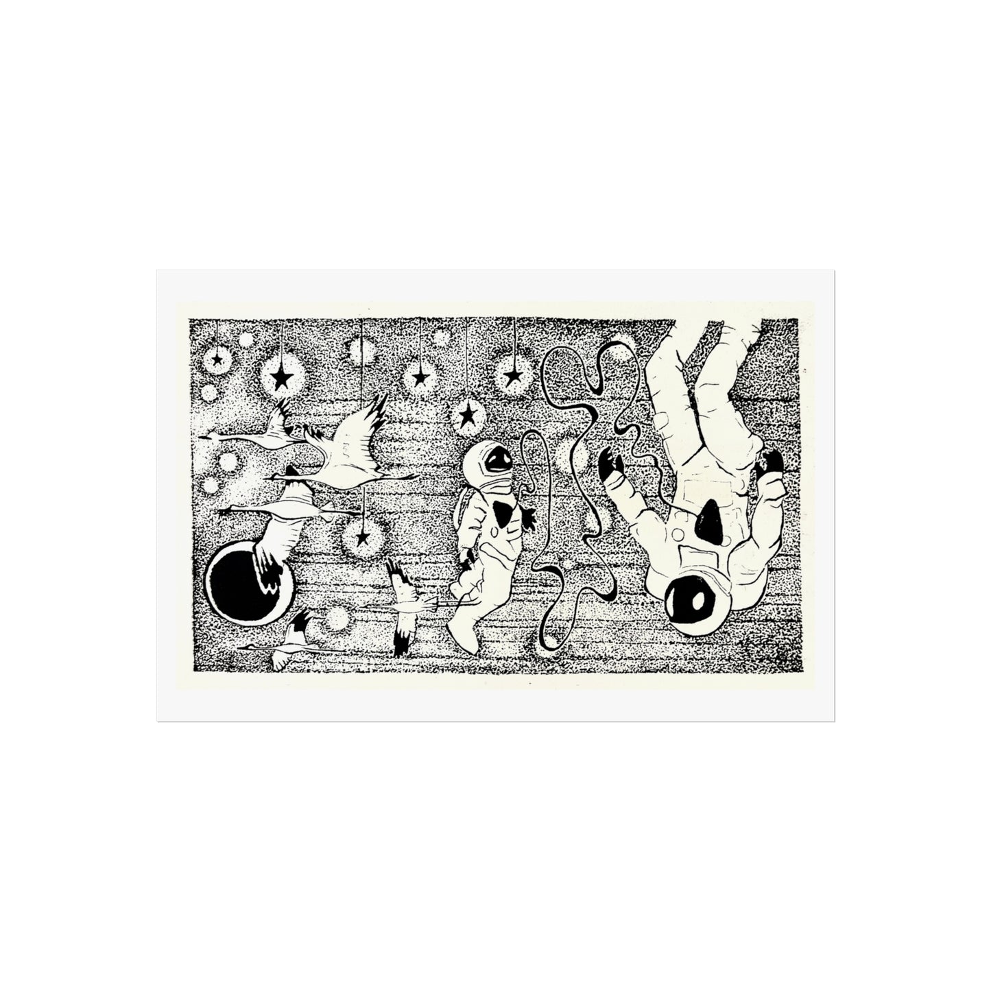 “In Orbit” Fine Art Poster, Outer Space Wall Art, Modern Home Decor, Gift for Astronaut Lovers, Black and White Art Print