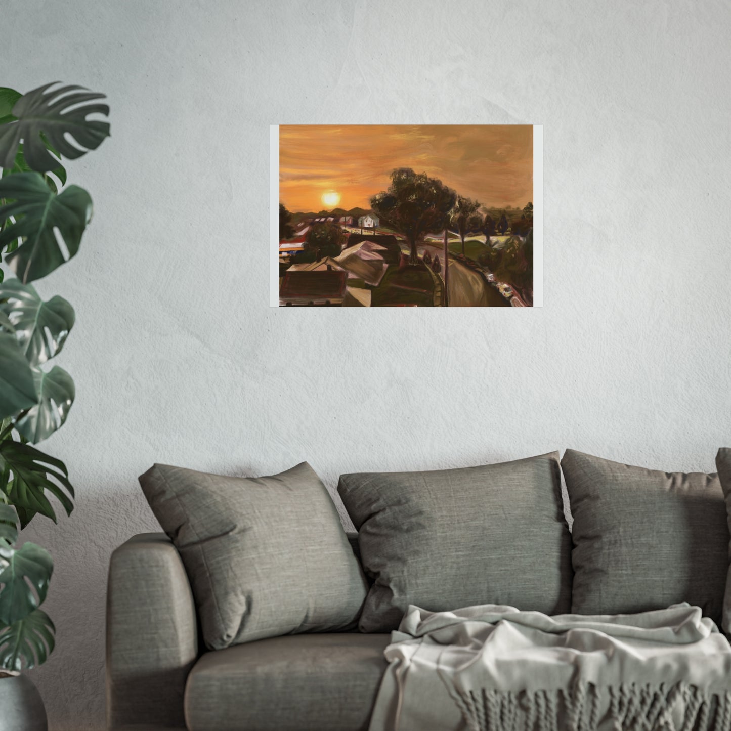 Serene Sunset Fine Art Poster, Nature Wall Art, Home Decor, Gift for Art Lovers, Minimalist Print, Soothing Landscape Art